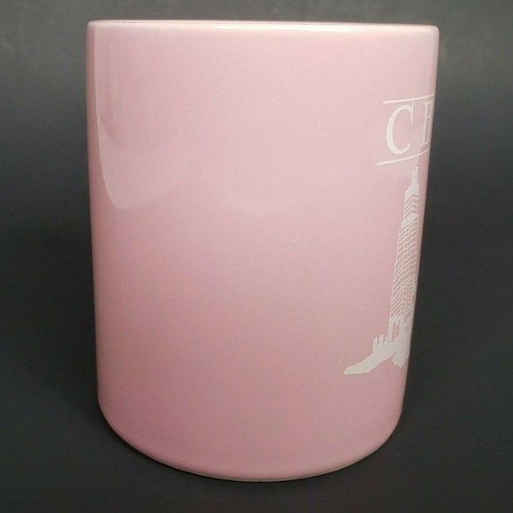 Vintage Pink Chicago Mug Skyline Souvenir Willis Sears Hancock Windy City - Picture 7 of 10
